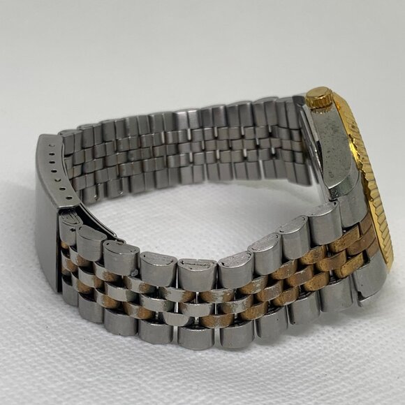 Vintage gold bless America USA flag dial watch men two tone classic running - Picture 6 of 8